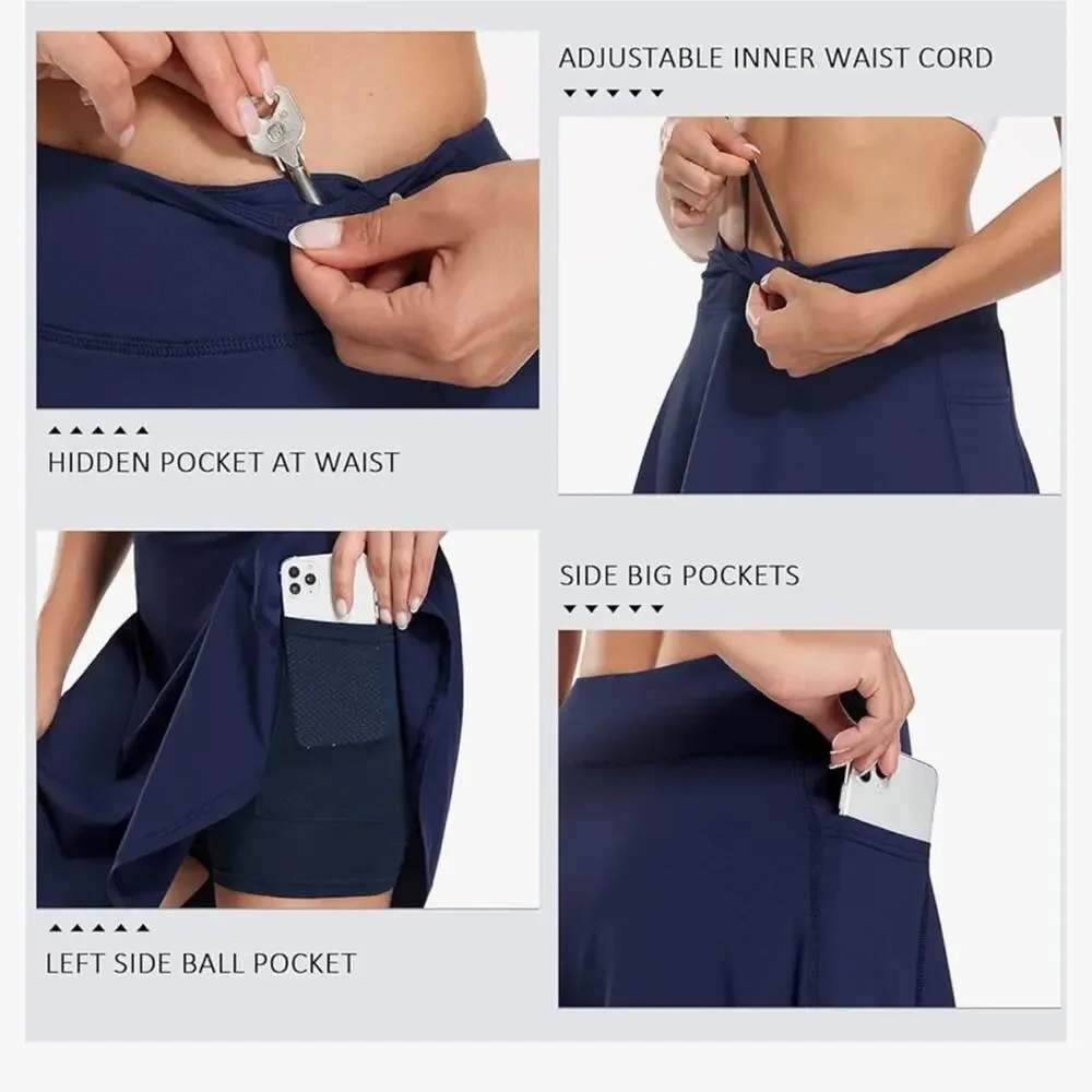 Koralhy 20 in. Golf Athletic Skort with Pockets Navy Pink Size Medium